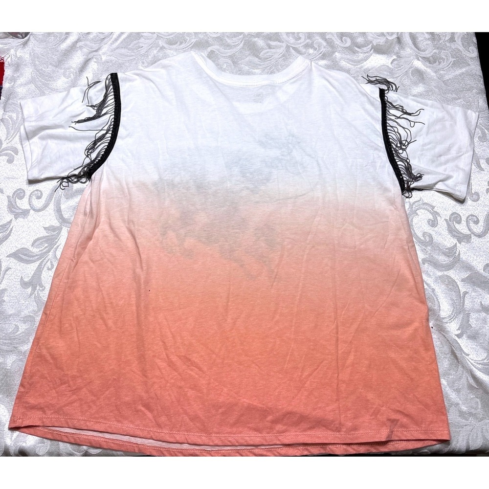 Cato Rodeo Star Graphic Ombre Fringe T-Shirt White Peach Kids Size 14/16W - Picture 4 of 4